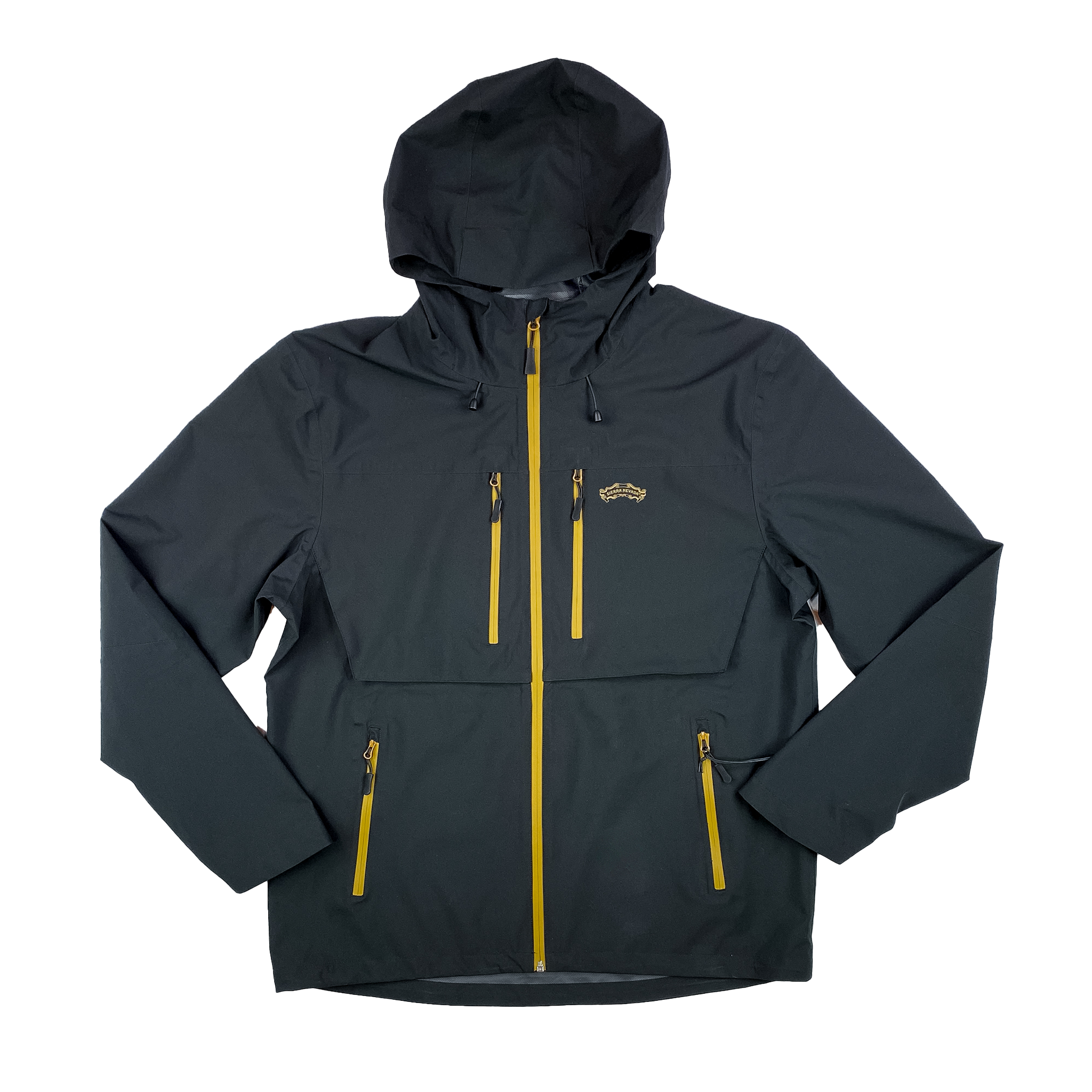 Sierra Nevada Brewing Co. Men's Rain Jacket - front view showing zipper and pockets